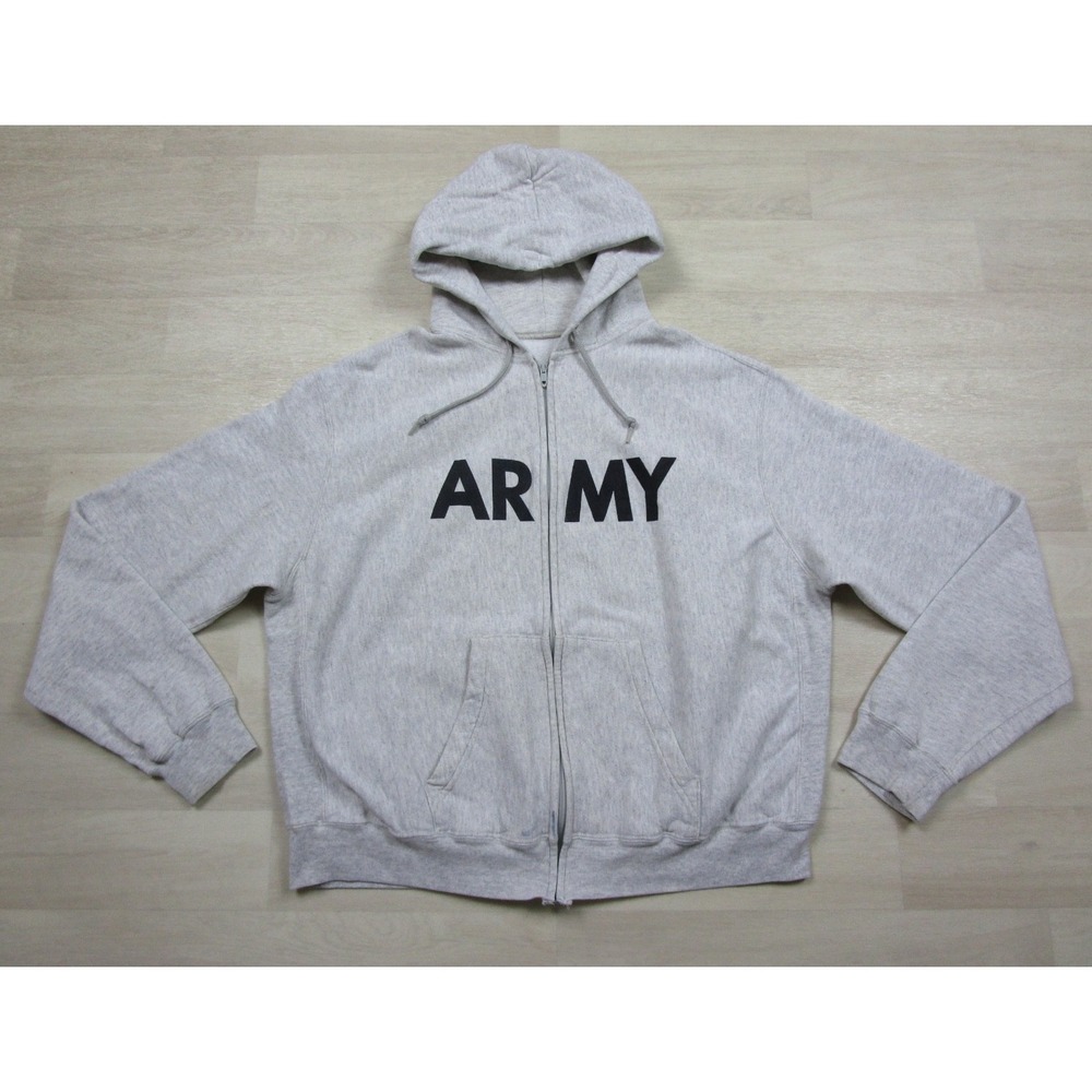 Vintage 90s ARMY Full Zip Hoodie Sweatshirt Mens (XL Boxy) Military PFU Athletic